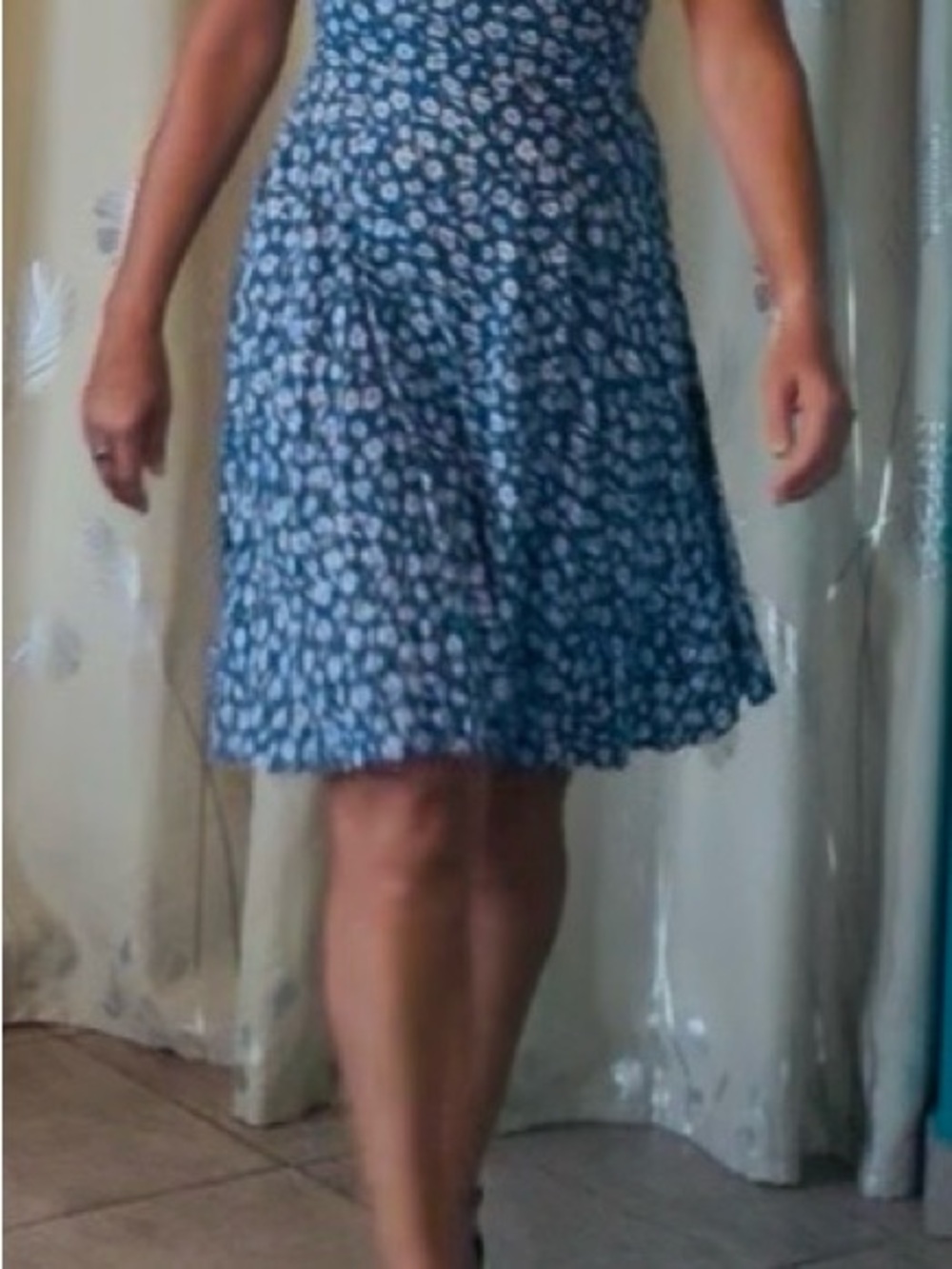 Old Navy Blue Floral Slip Dress with White Daisy Print - Picture 2 of 11